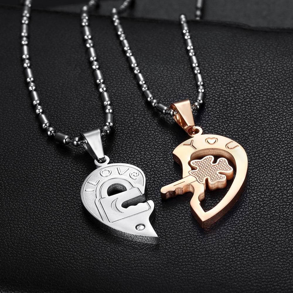 Puzzle Heart Necklace Couple Set - Image 4