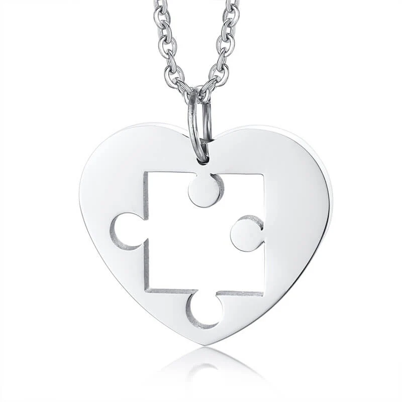 Puzzle Heart Couple Necklace Set - Image 3
