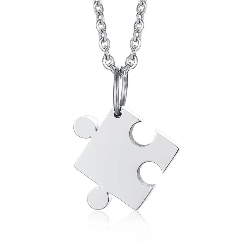 Puzzle Heart Couple Necklace Set - Image 4