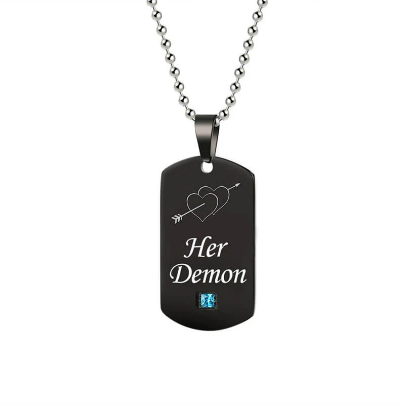 Black Her Demon His Angel Couple Necklaces - Image 3