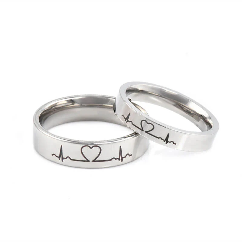 Unisex Heartbeat Promise Rings - Image 3